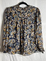 Zac &amp; Rachel Women&#39;s Top Size Small Floral Flowy Peasant Top Navy Gold W... - £10.97 GBP