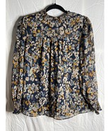 Zac &amp; Rachel Women&#39;s Top Size Small Floral Flowy Peasant Top Navy Gold W... - £11.00 GBP