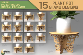 3D Plant Stand Laser Cut SVG Bundle - £1.53 GBP