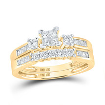 10kt Yellow Gold Princess Diamond Bridal Wedding Ring Band Set 3/8 Ctw - £491.21 GBP