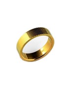 Yellow Gold-tone Stainless Steel Diagonal Line Stripes Wedding Ring Band... - £14.15 GBP