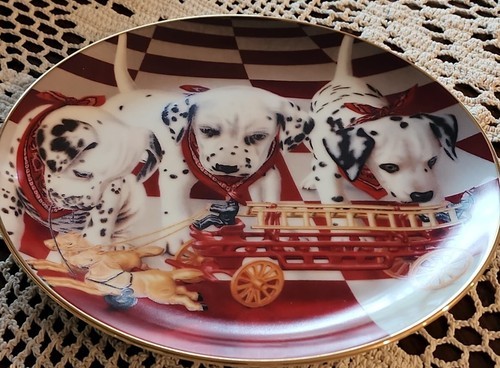 Danbury Mint ~ Puppy Brigade by Marty Roper Dalmatian Plate B7662 ~ Fire Capers Item image 3