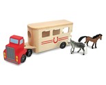 Melissa &amp; Doug Horse Carrier Wooden Vehicle Play Set With 2 Flocked Hors... - £22.36 GBP