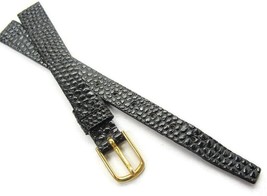 Gilden Ladies 10 mm Classic Lizard Calf  Black Stitched Leather Watch Band - £11.65 GBP