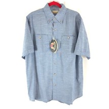 Backpacker Mens Shirt Button Down Short Sleeve Cotton Blend Stretch Blue L - £11.48 GBP