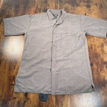 Mens Bruno Gray Jacquard Silk Hawaiian Aloha Island SS Casual Shirt sz M - $14.84
