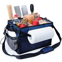 Large Grill And Picnic Caddy With Paper Towel Holder, Bbq Organizer For Utensil, - £49.35 GBP