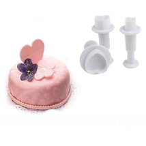 3Pcs/Set DIY Fondant Baking Tool Sugarcraft Mold Mould Plunger Cutter Cake Decor - £11.83 GBP