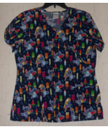 EXCELLENT WOMENS Disney&#39;s Stitch NOVELTY POPSICLES PRINT SCRUBS TOP SIZE M - $34.34 CAD