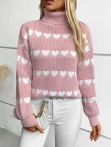 Heart Turtleneck Dropped Shoulder Sweater - £31.79 GBP