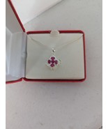 Natural Ruby Sterling Silver Necklace 16&quot; chain - $176.43 CAD