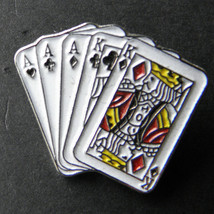 Playing Cards Poker Aces Kings Hand C ASIN O Novelty Lapel Pin Badge 5/8 Inch - £4.40 GBP