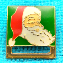 Santa Clause Christmas Clip EZE Pin Gold Tone Enamel - £9.62 GBP