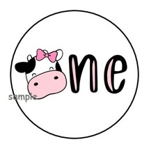 30 Cute Cow First Birthday Envelope Seals Labels Stickers 1.5&quot; Round Favors 1ST - £6.08 GBP