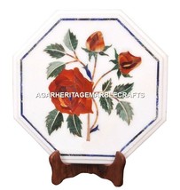 Marble Coffee Table Top Rare Hakik Mosaic Inlay Floral Art Furniture Decor H1978 - £176.54 GBP+