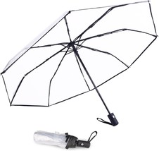 Clear Umbrella-Automatic Open Foldable, Clear Visibility,Waterproof, Compact  - £19.65 GBP