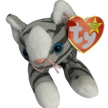 Prance Tabby Cat Retired TY Beanie Baby 1997 Grey PE Pellets Excellent Cond - $6.80