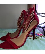 Anne Michelle, red and gold suede pumps - $13.72