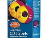 Avery Matte White CD Labels Templates 8691 100 Disc Labels Ink Jet NEW S... - $21.73
