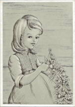 Postcard Child Picking Flowers by Artist Von Der Liebe Posted 6 x 4 Inches - £9.72 GBP