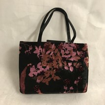 RAFE of New York Floral Suede Purple Black  print purse Handbag - £11.84 GBP