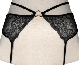 Adore Me Black Stretch Lace Heart Ring Detail Crotcheless Backless Panti... - £15.85 GBP