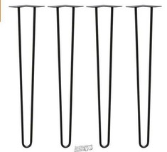 Crates and Pallet-28 in. Black Steel 2-Rod Hairpin Leg (4-Pack) - £33.76 GBP