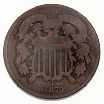 1871 Dos Centavo Pieza, Buen Estado, Todo Marrón Color, Completo Rims - $51.81