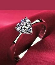 14k white gold over 2ct heart shape dvvs1 diamond solitaire engagement weds ring - £58.45 GBP