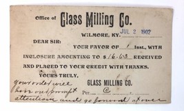 Antique Account Credit from Glass Milling Co. Wilmore Kentucky 1902 - £20.42 GBP
