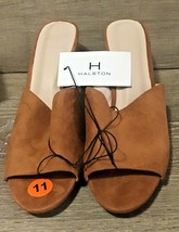 H by HALSTON Suede Mules Cognac Block Heel 11M New without box - £21.31 GBP