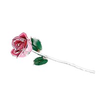 Platinum Trimmed Lacquered Long Stem Pink Rose - £133.11 GBP