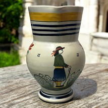 Vintage France Henriot Quimper Faience Pottery Paysan Decor Pitcher 7 1/2” - $84.15