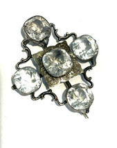 Antique Victorian 10K White Gold &amp; Old Mine Cushion Cut French Paste Pin - £154.60 GBP