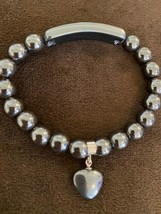 Hematite Natural Stone Heart Bracelet Worry Love Energy Reiki Healing Chakra - £14.62 GBP