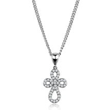 3W845 - Rhodium Brass Chain Pendant with AAA Grade CZ  in Clear - $539.21 MXN