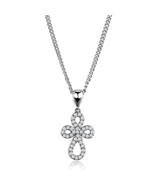 3W845 - Rhodium Brass Chain Pendant with AAA Grade CZ  in Clear - $40.01 CAD