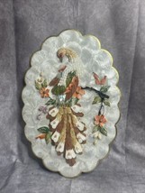  Vintage Capiz Shell Scalloped Seashell Art Birds And Flowers Shell Wall Art - £77.28 GBP