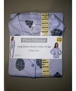 Flora Nikrooz Long Sleeve Notch Collar PJ 2-Piece Set Women’s M(8/10) La... - $46.18 CAD