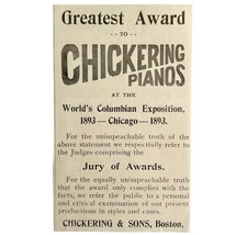Chickering Piano World&quot;s Fair 1894 Advertisement Victorian Instrument 4 ... - $367.32 MXN