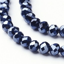 Z  rondelle faceted Bead 6x4mm lot of  5    14 inch strands Dark Blue  27L - £8.79 GBP