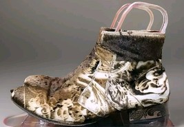 Jo Ghost Speckled Textured Pattern Fur Leather Ankle Booties Boots US 11 - $8,896.49 MXN