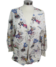 Chrokee vintage 90s Women scrub top cardigan shape Super Nurse long sleeve sz M - £19.46 GBP