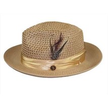 Men's Summer Spring Braid Straw style Hat by BRUNO CAPELO JULIAN JU904 Camel image 2