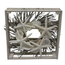 Handcrafted 9&quot; Mixed Shell Wreath w/CRATE Frame Starfish Coastal Nautical Decor - £19.81 GBP