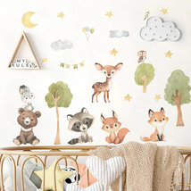Nursery Stickers,Wallpaper girl room,Trendy Bohemian Decals,Many Animals sticker - £11.72 GBP
