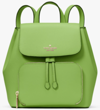 Kate Spade Kristi Medium Flap Backpack Turtle Green Leather KA695 NWT $3... - £100.85 GBP