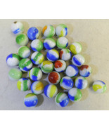 #14079m Vintage Group of 30 Mid Size Marble King 3 Color Patch Marbles - £52.52 GBP