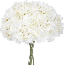 Fake White Hydrangea Artificial Flowers - Faux Silk Hydrangeas, White,Pack of 10 - £10.93 GBP