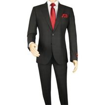 Men Suit BERLUSCONI Turkey Italian Wool 180's Single Breasted 623-01 Black Plaid image 4